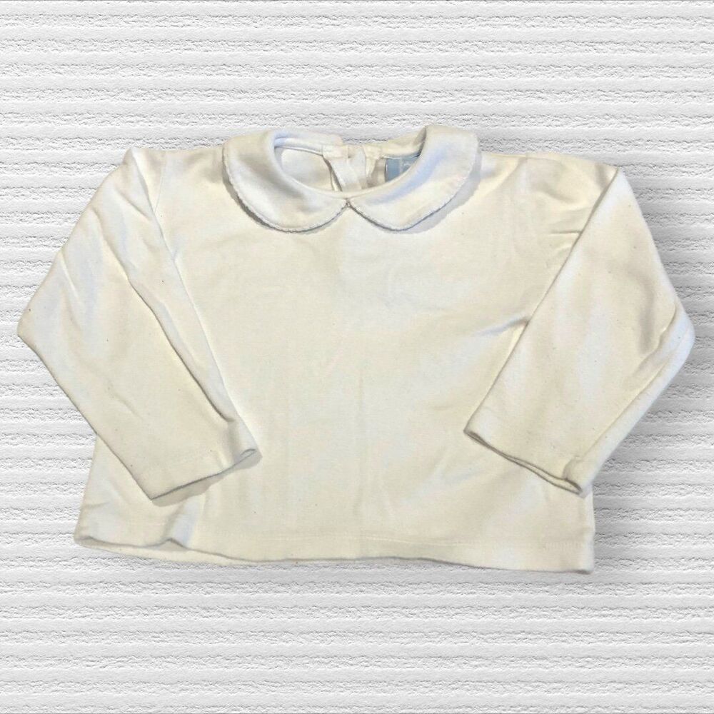 Bella Bliss 2t White Peter Pan Collar Long Sleeve Top